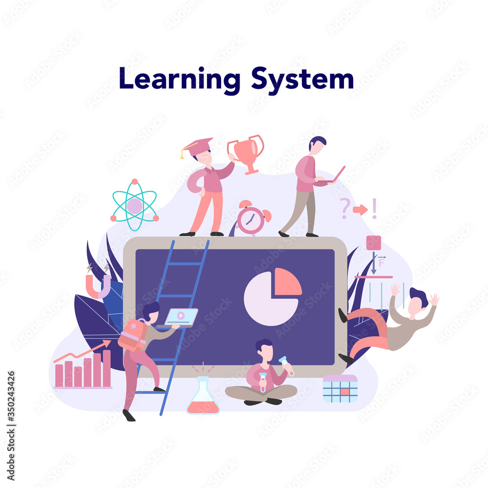 Poster learning system, idea of study remotely. e-learning and modern