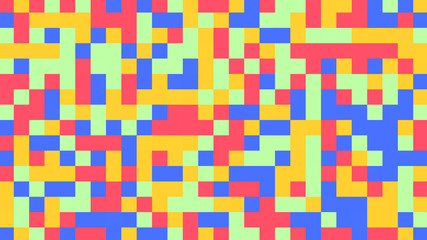 Abstract geometric background with red, yellow, blue, green and purple polygons.