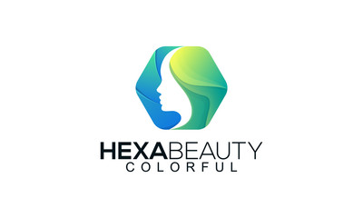 Fototapeta premium Illustration Vector colorful hexa beauty logo Design Template. Suitable for Creative Industries, Company, Corporate, Multimedia, Entertainment, Education, team, club, game, streaming, Shops, and more