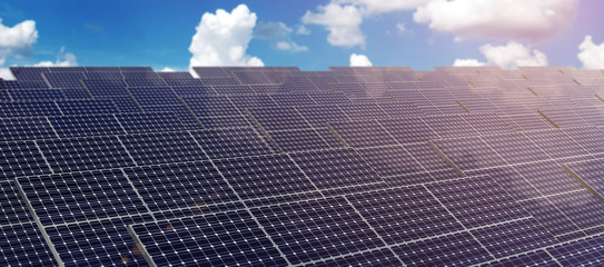 solar power plant whit blue sky background.