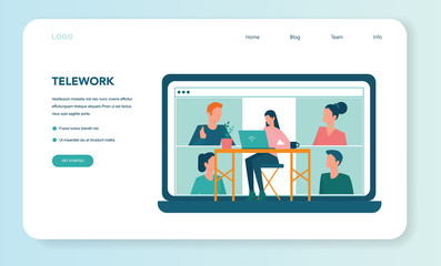Remote working web banner or landing page. Telework