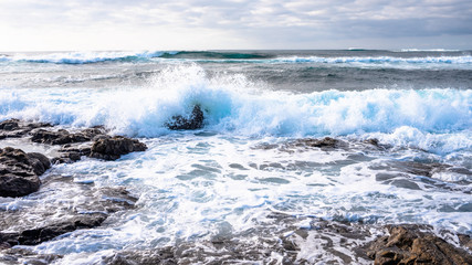 El Cotillo Beach, Fuerteventura, ocean, waves, stones