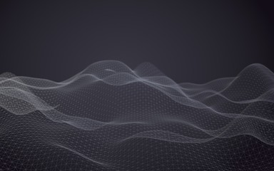 Abstract landscape on a brown background. Cyberspace grid. hi tech network. 3d technology illustration. 3D illustration