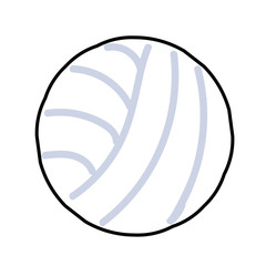 Vector illustration of a volleyball drawn in a cute style with a black outline and flat shadows. Isolated on white.