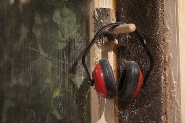 Woodworking tools joiner cabinetmaker workshop tools PPE personal protective equipment
ear muff...