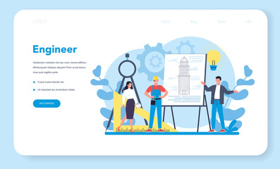 Engineer web banner or landing page. Professional occupation