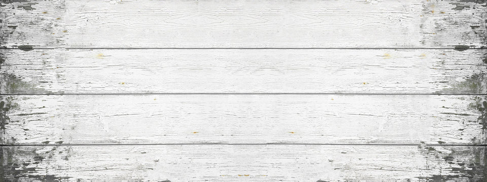 Old White Painted Exfoliate Rustic Bright Light Wooden Texture - Wood Background Banner Panorama Long Shabby