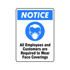 Fototapeta na wymiar Notice wear masks to prevent coronavirus covid19 vector ready to print sign notice