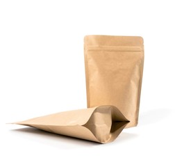 Blank packaging recycled paper bags, coffee bags on white background on white background 3d Illustration
