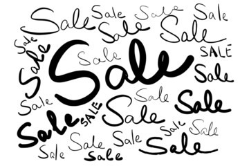 Sale set. Hand lettering inscription. Vector calligraphy. Vector handwritten text. Usable for cards and posters, sale billboards and signs, banner.
