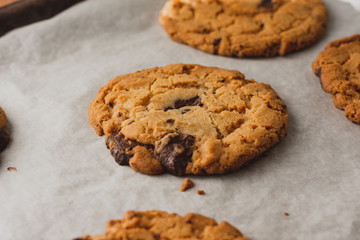 Cookies on a baking parchment