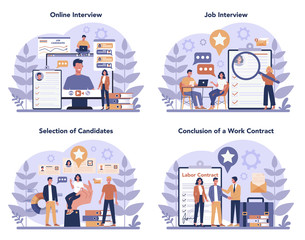 Job interview concept set. Idea of employment and hiring