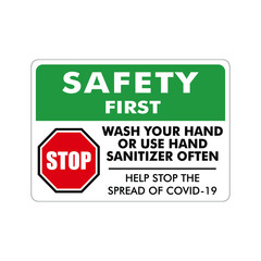 Clean hand, wash hand to prevent coronavirus covid19 vector ready to print sign notice
