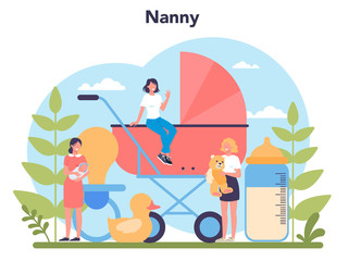 Babysitter service or nanny agency concept. In-home babysitter.