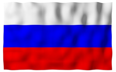 Waving flag of the Russian Federation. The National. State symbol of the Russia. 3D illustration