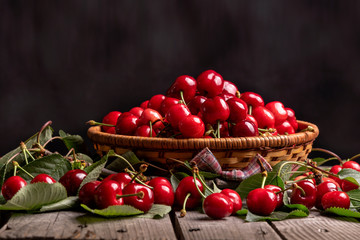 cherries in basket
