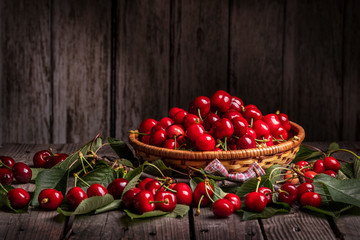 red cherries in a basket