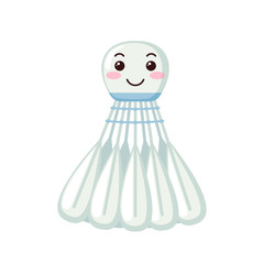 Cute Shuttlecock icon in kawaii style isolated on white background.