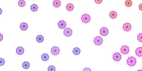 Light Blue, Red vector doodle background with flowers.