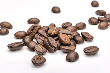 Coffee beans on a white background