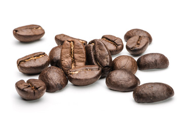 Coffee beans on a white background
