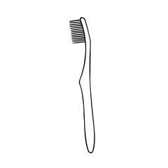 Hand drawn sketch of toothbrush on a white background. Dental instruments. Dentistry tools and equipment. Vector illustration