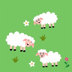 Cute cartoon sheep vector illustration. farm animal