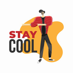 Flat Male Character in Hipster Style with Cool Movements