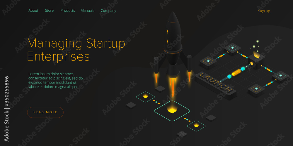 Wall mural startup coaching and mentorship concept in isometric vector illustration. business start up team lau