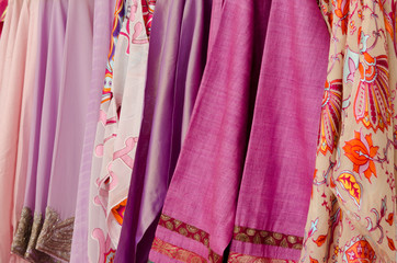 Full Frame Shot Of Colorful Textile For Sale In Clothing Store.