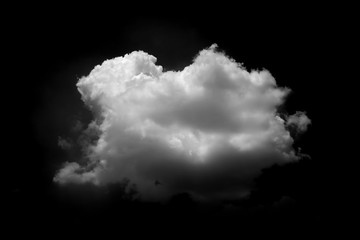 white cloud on black background. Dark tone.