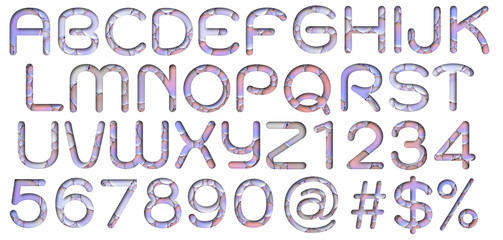 Alphabet letters from oil bubbles on white background ( A - Z )