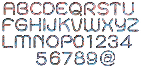 Alphabet letters from oil bubbles on white background ( A - Z )