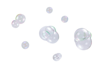 Soap bubbles isolated on a white background