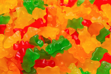 Jelly sweats bears background. Top view.