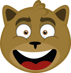 Vector illustration of the face of a funny cat cartoon