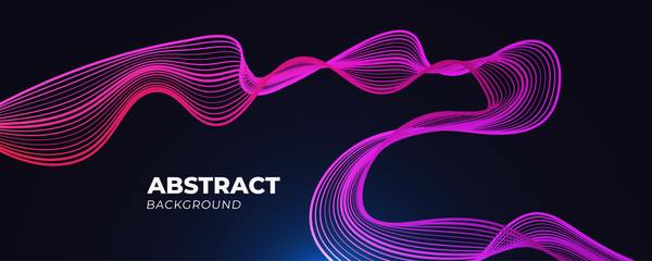 Fototapeta premium Abstract Background with Dynamic Linear Waves and Shining Light. Science and Technology Background Suitable for Banners, Posters, Covers, Layout, Web, Pages or Wallpaper