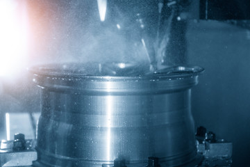 The magnesium alloy wheel parts in the production line . The hi-technology automotive parts...