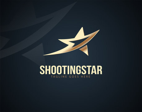 Modern and Luxury Shooting star design logo or icon template with gold color effects
