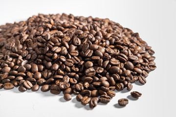 coffee beans and white background