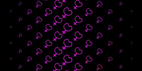 Dark Purple, Pink vector pattern with feminism elements.