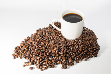 coffee beans and white background