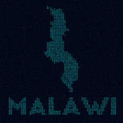 Fototapeta na wymiar Malawi tech map. Country symbol in digital style. Cyber map of Malawi with country name. Attractive vector illustration.