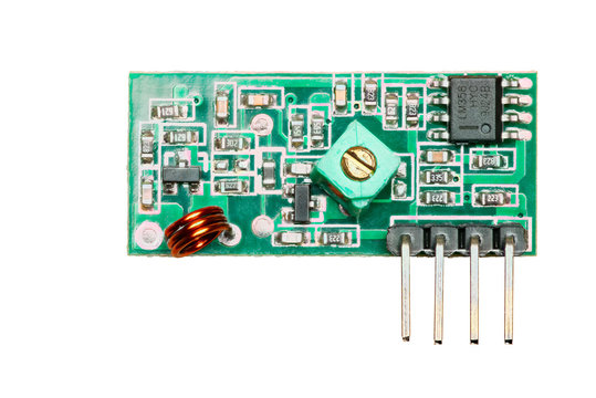 Micro 433MHz UHF Radio Receiver Module Isolated on White Background