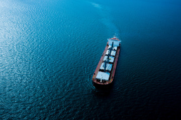 shipping oil and chemical sailing on the sea dramatic process aerial view