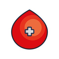 Obraz premium blood drop with medical cross icon, line color style