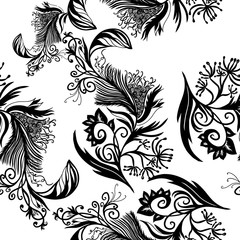 Bird feathers seamless pattern. Vector illustration