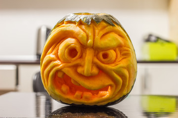 face curved pumpkin for halloween