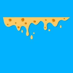 Obraz premium Drips of cheese on a blue background. Vector illustration