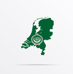 Vector map Netherlands combined with Arab Customs Union ACU flag.